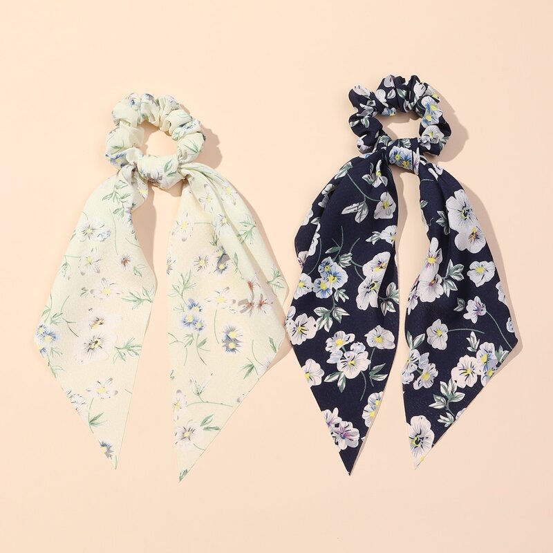 

2pcs Ditsy Floral Pattern Scrunchie Scarf, Multicolor