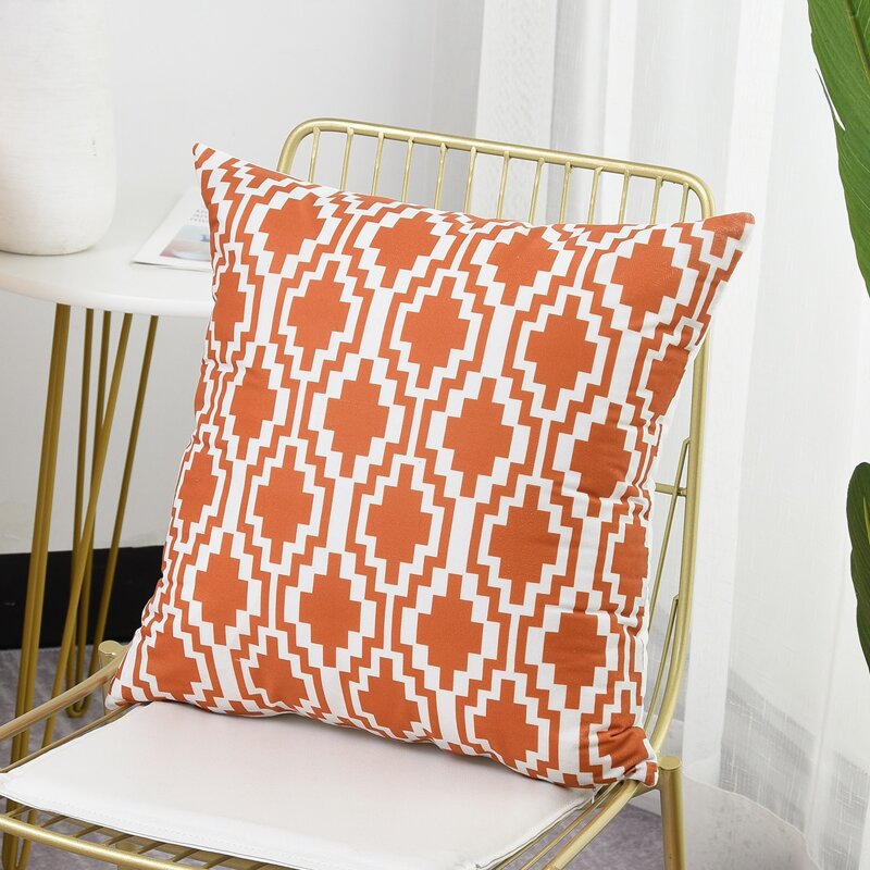 

Geometric Pattern Cushion Cover Without Filler, Orange