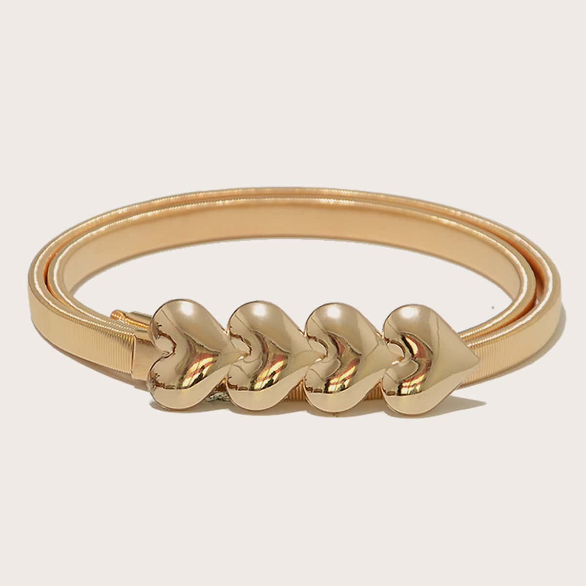 

Heart Decor Metal Belt, Gold