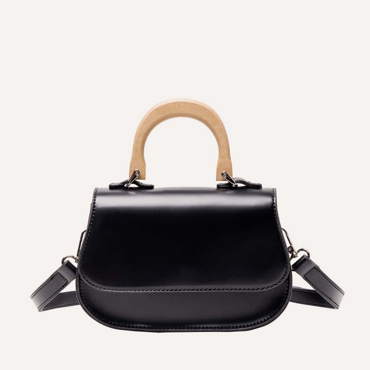 

Minimalist Flap Satchel Bag, Black
