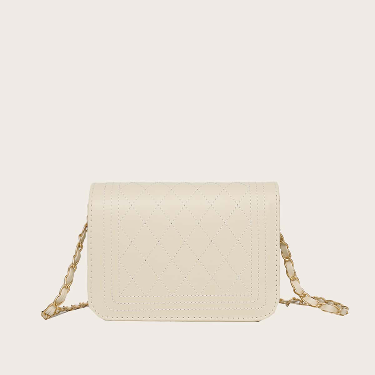 

Quilted Chain Crossbody Bag, White