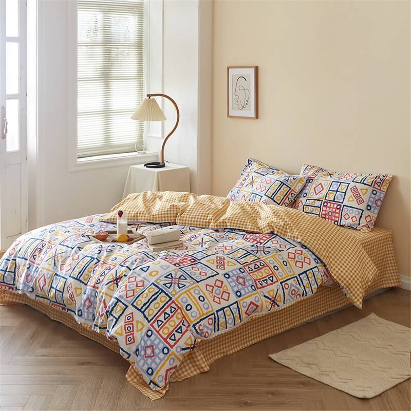 

Geometric Pattern Bedding Set Without Filler, Multicolor