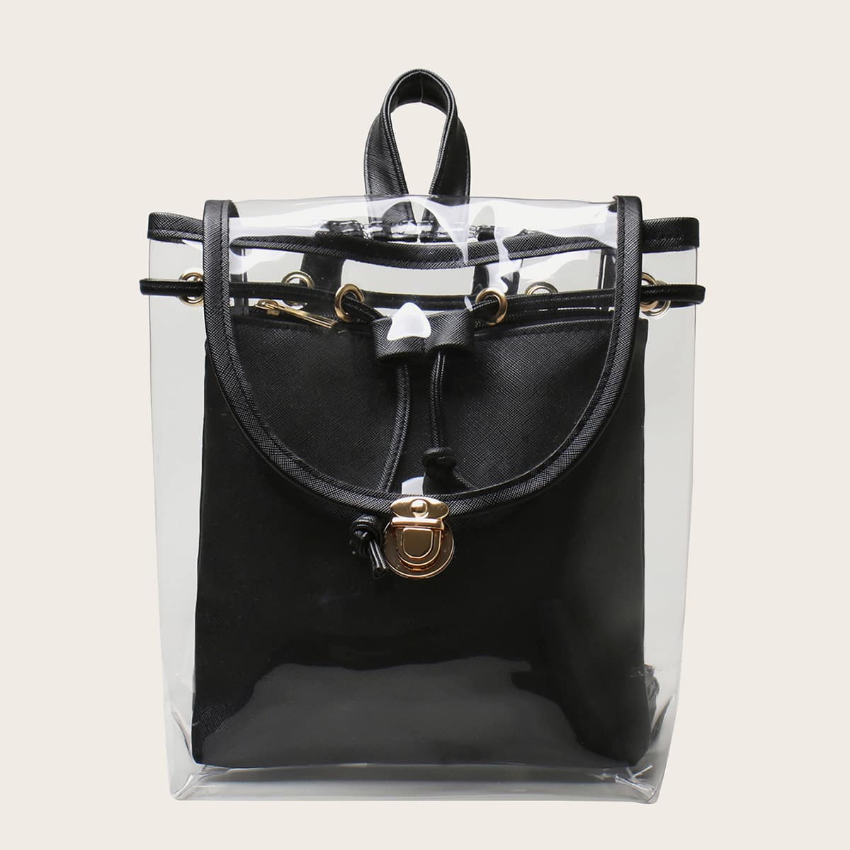 

Push Lock Flap Backpack, Black