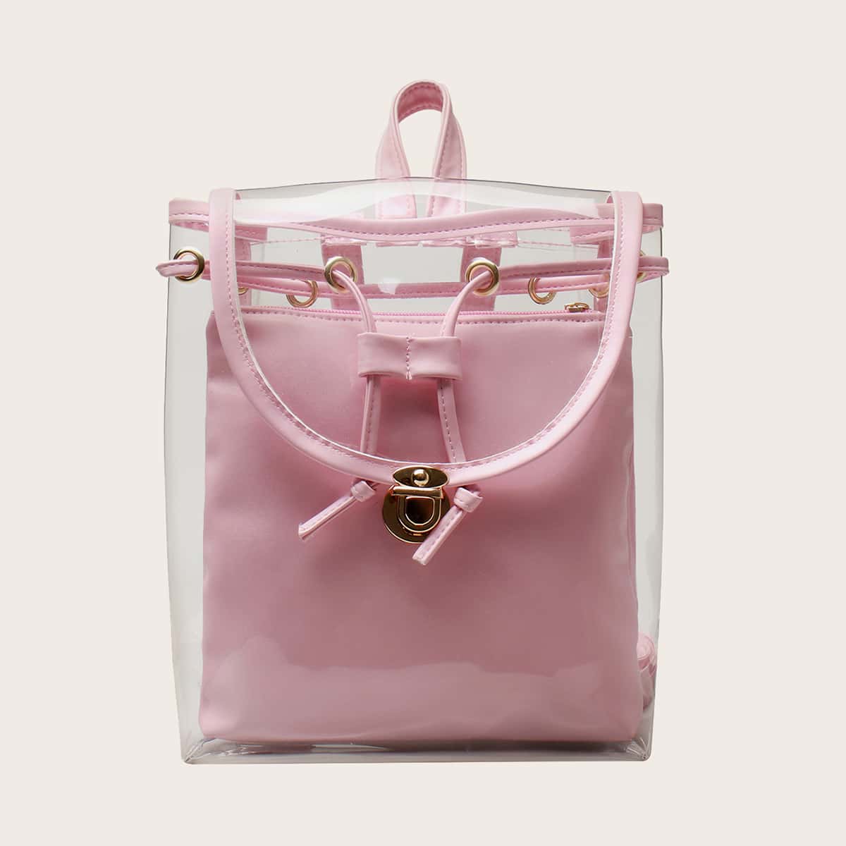 

Push Lock Flap Backpack, Pink