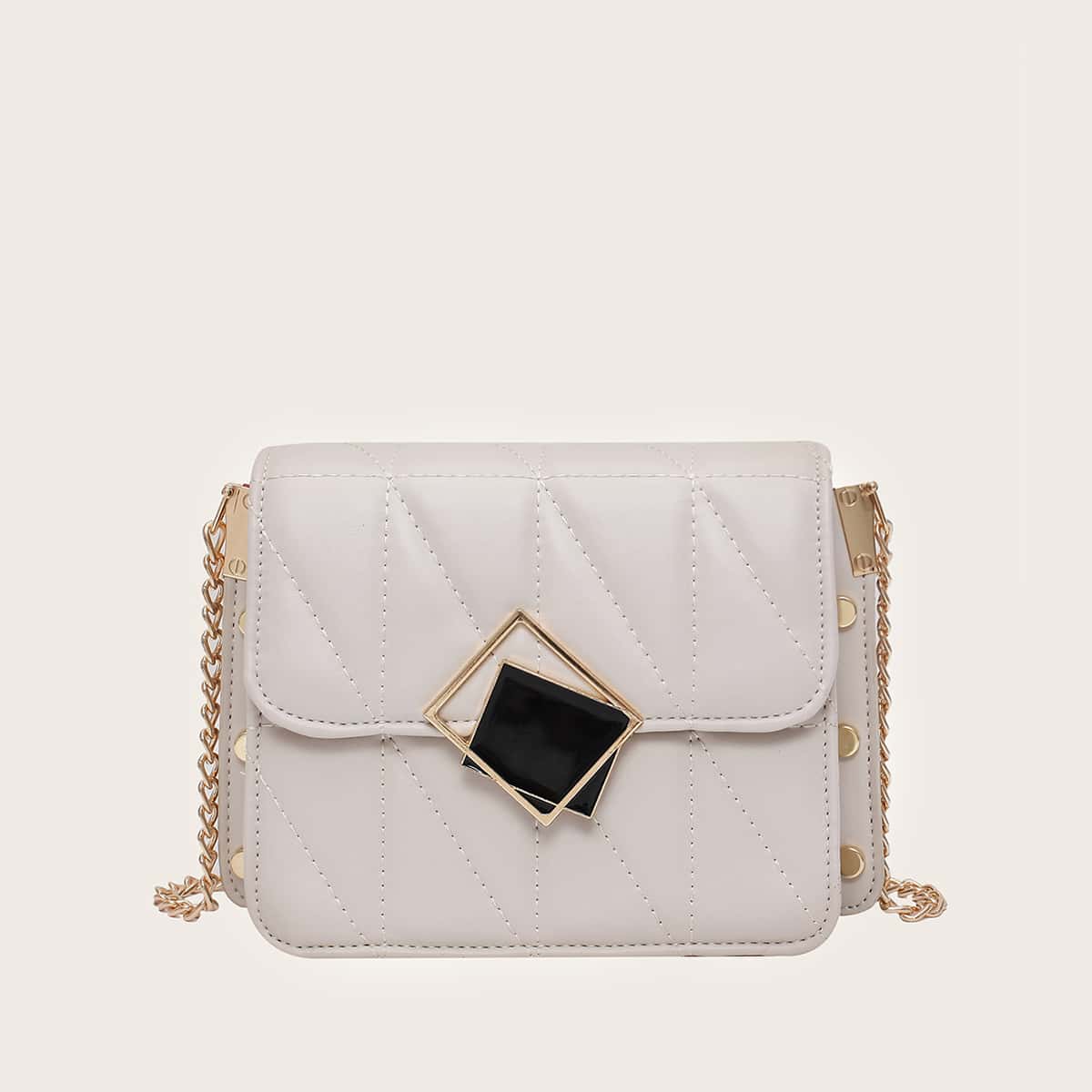 

Quilted Flap Crossbody Bag, White