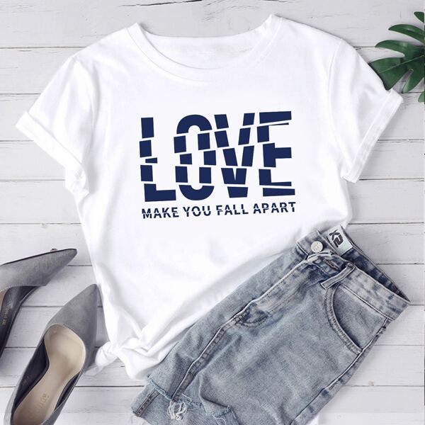

Slogan Graphic Rolled Cuff Tee, White