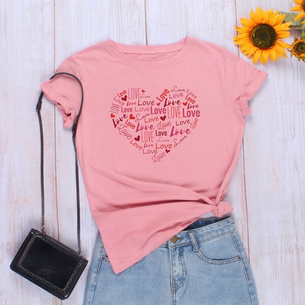 

Letter Graphic Short Sleeve Tee, Pink