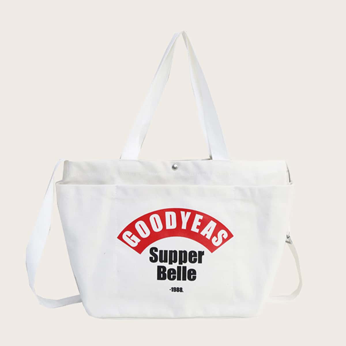 

Letter Graphic Tote Bag, White