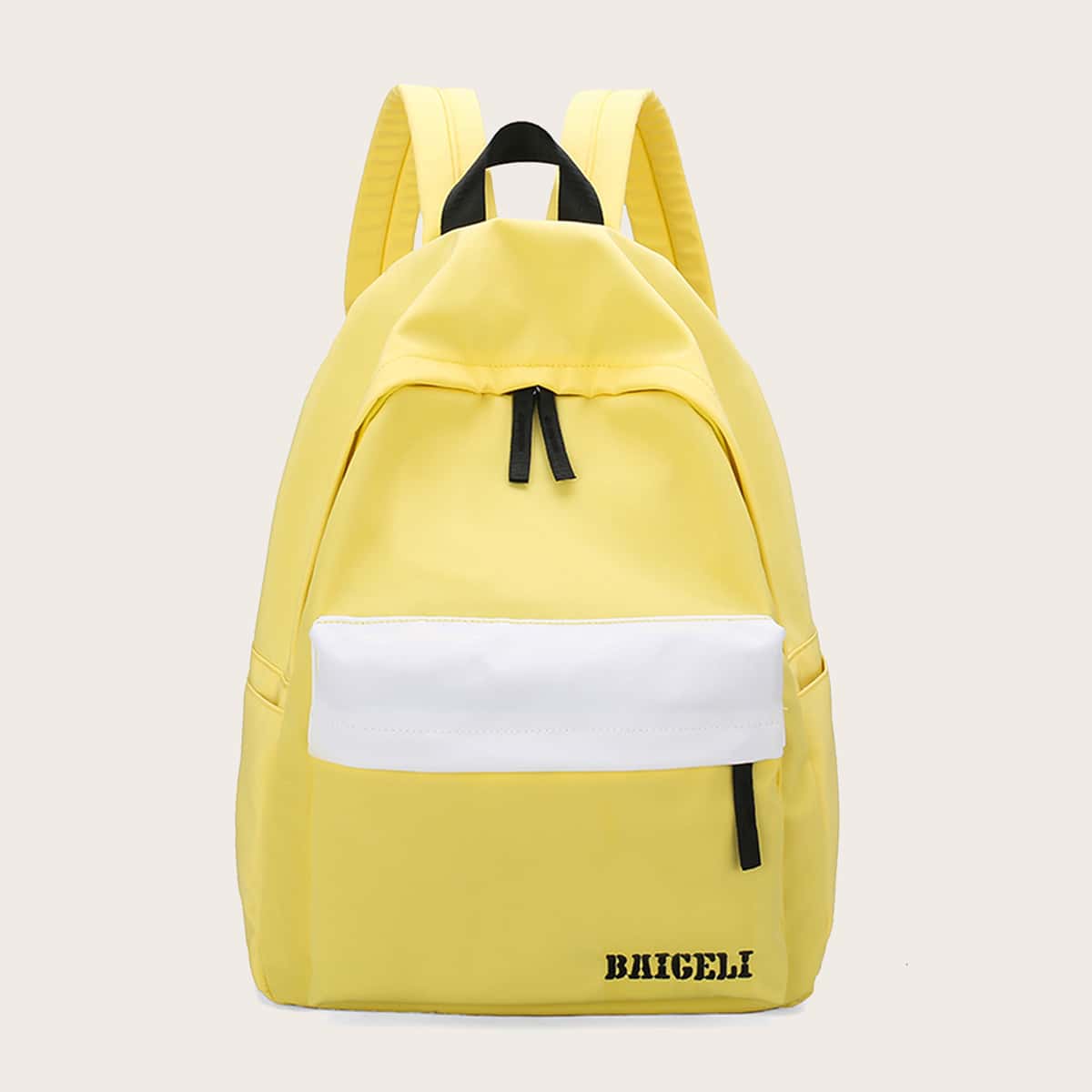 

Color Block Letter Graphic Backpack, Yellow