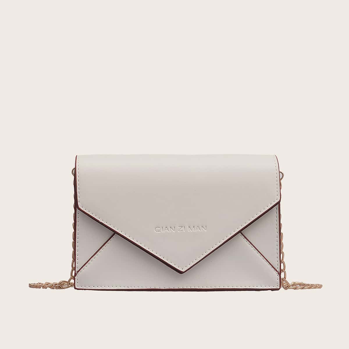

Letter Detail Chain Crossbody Bag, White