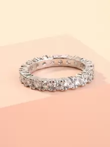 Nooxian 1入組水鑽紋理戒指 - 銀色 - 查看 6