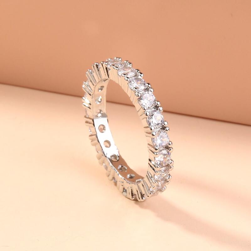 

1pc Rhinestone Decor Ring, Silver