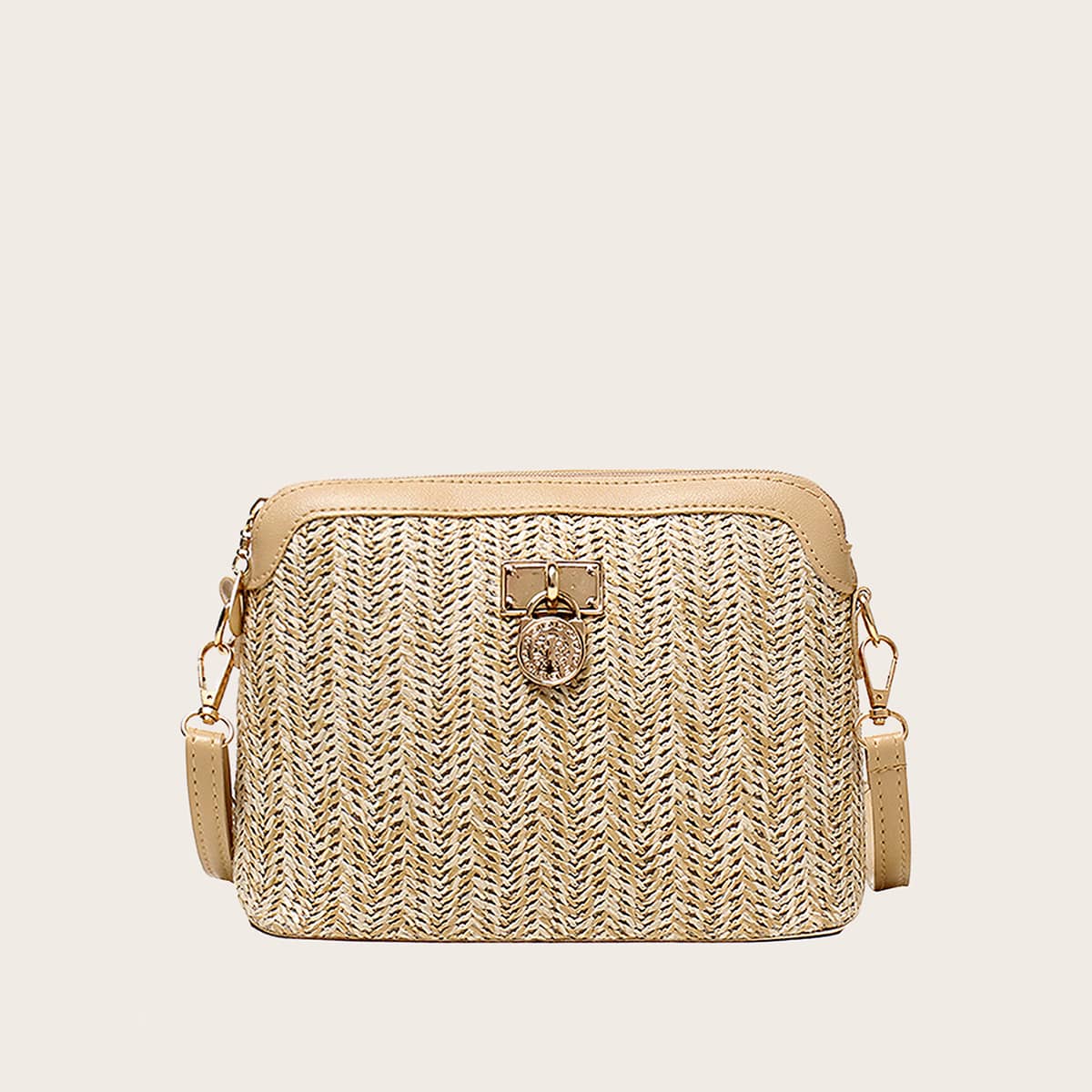 

Woven Crossbody Bag, Beige