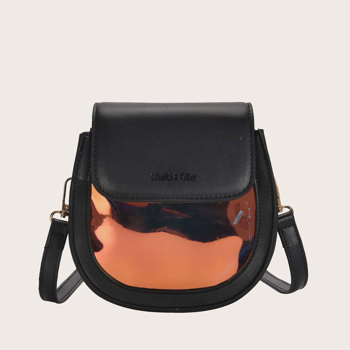 

Holographic Panel Crossbody Bag, Black