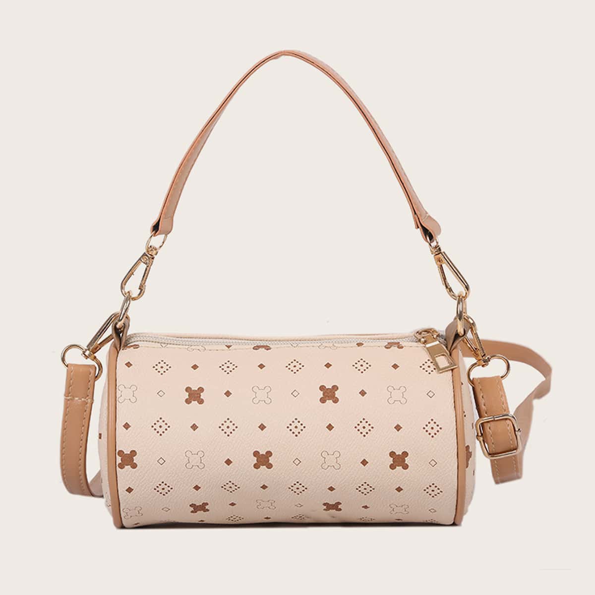 

Geometric Graphic Barrel Bag, Multicolor