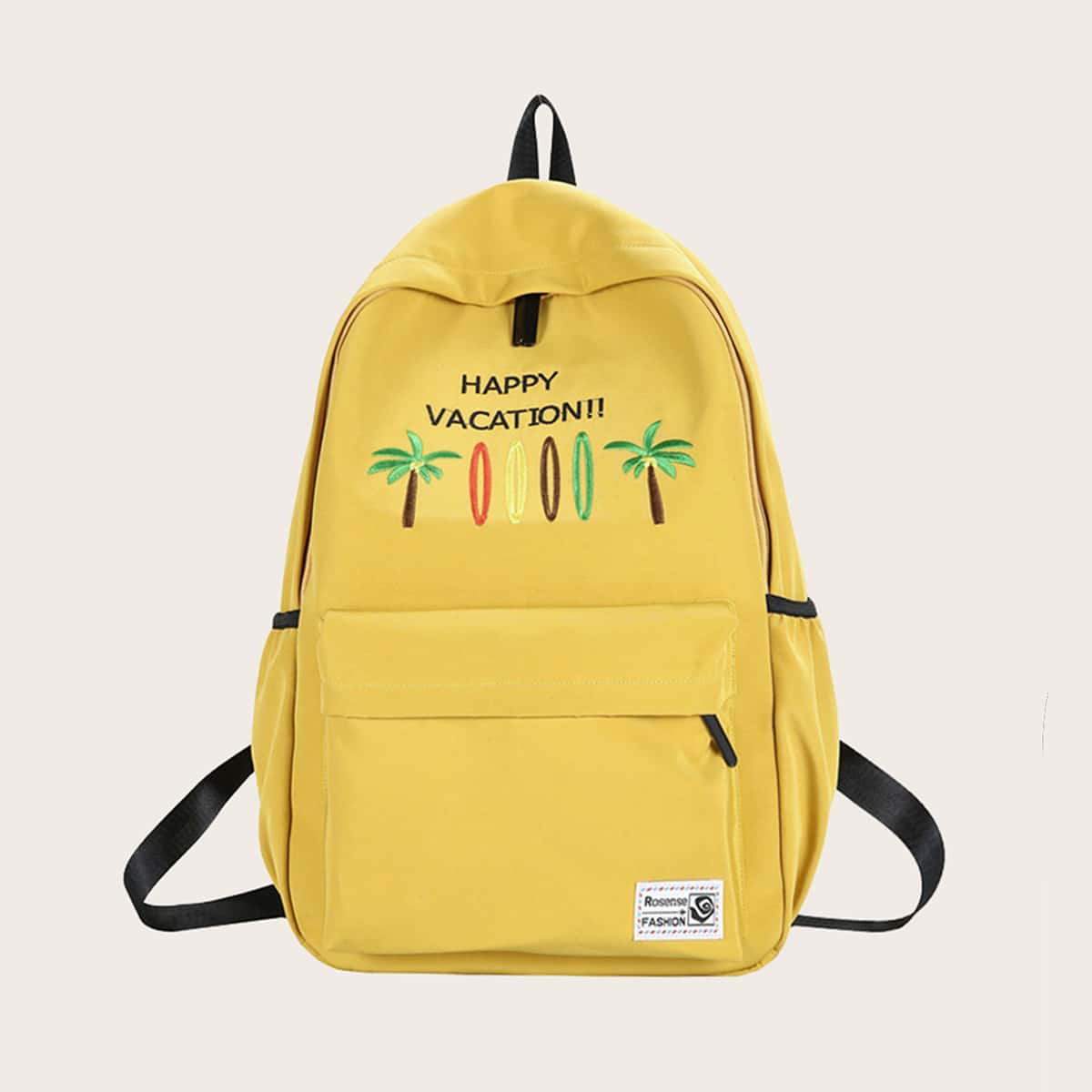 

Palm Tree Embroidered Backpack, Yellow