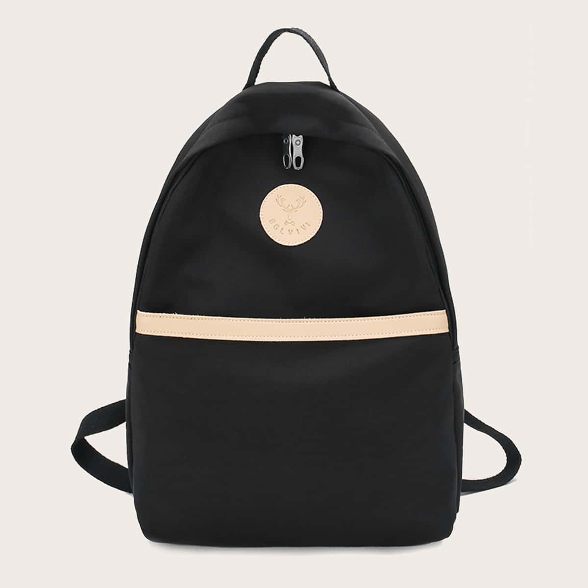 

Color Block Curved Top Backpack, Black