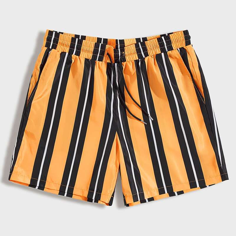 

Guys Drawstring Waist Striped Wind Shorts, Yellow