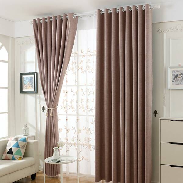 

1шт Однотонная затемняющая занавеска, Коричневые