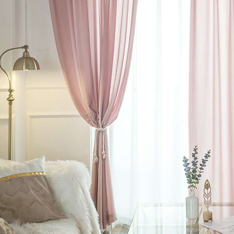 

1pc Solid Sheer Curtain, Pink