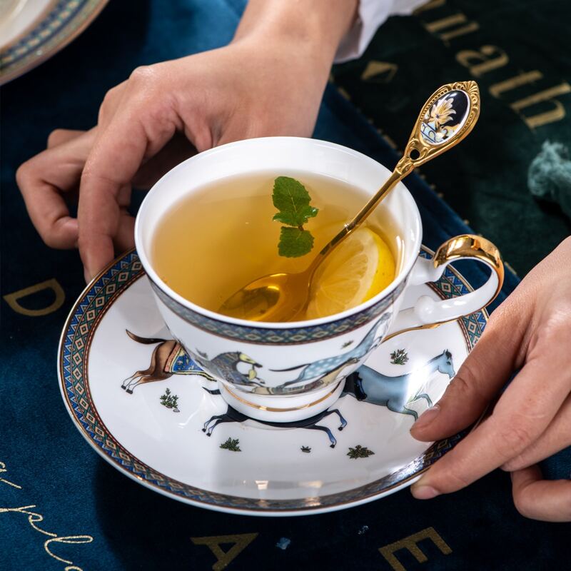 

1pc Horse Pattern Tea Cup & 1pc Saucer, Multicolor