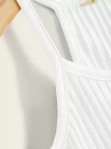 SHEIN Girls Solid Rib-knit Racerback Cami Top - White - View 3