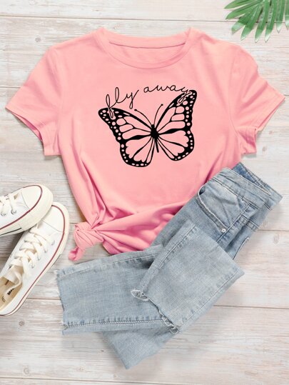 Plus Butterfly & Letter Graphic Tee