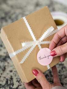 1roll Baking Bag Slogan Sealing Sticker, Simple Letter Graphic Wrapping Sticker For Baking - Pink - View 2