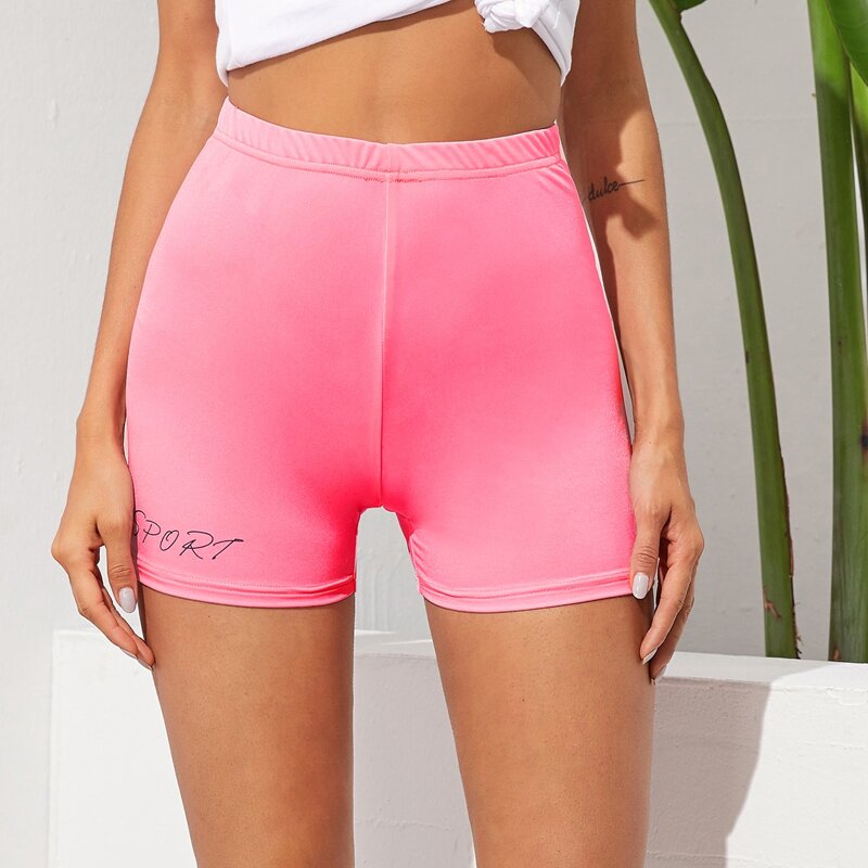 

Letter Graphic Biker Shorts, Pink