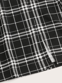 SHEIN EZwear Plus Plaid Print Skirt - Black - View 5