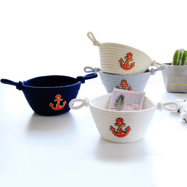

1pc Anchor Decor Braided Storage Basket, Multicolor