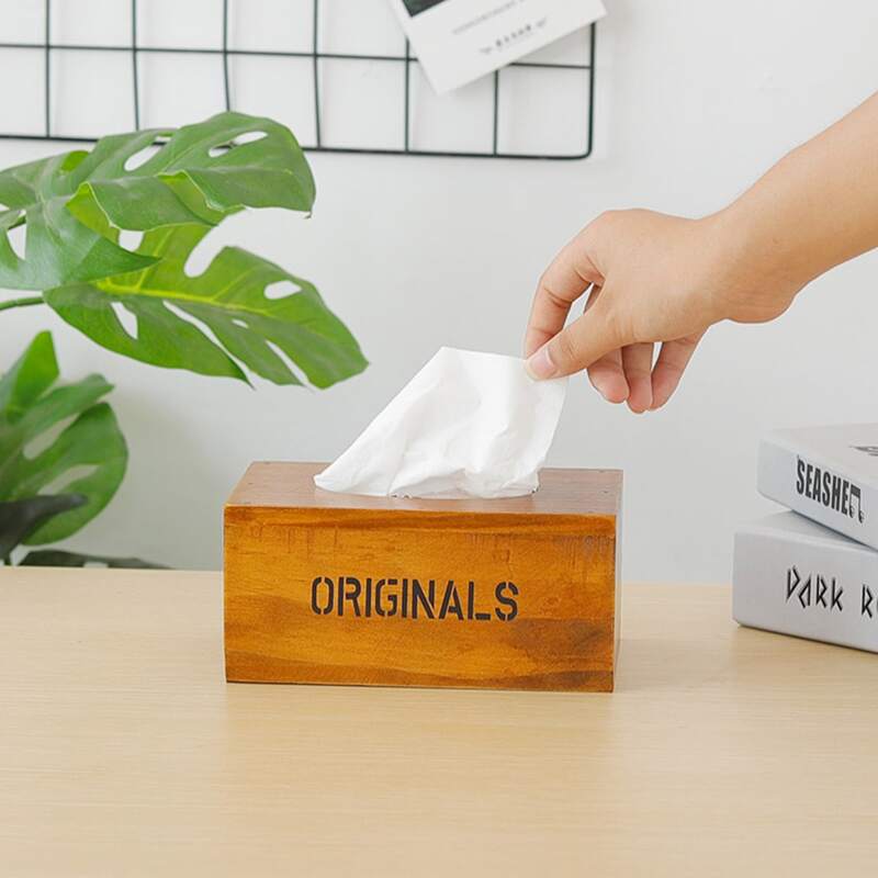 

Wooden Tissue Storage Box, Yellow