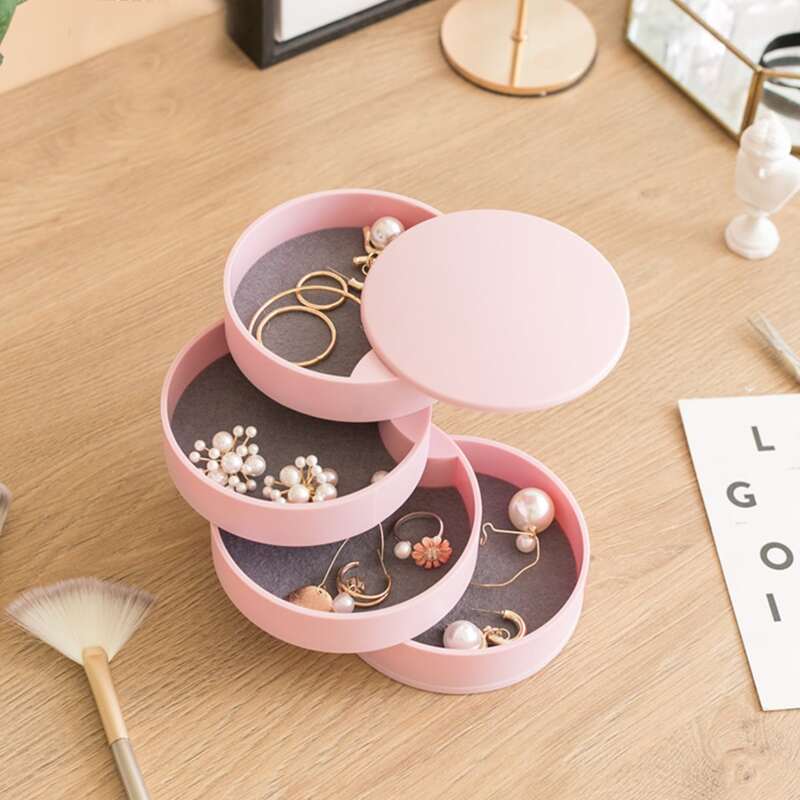 

Rotatable Jewelry Storage Box, Pink