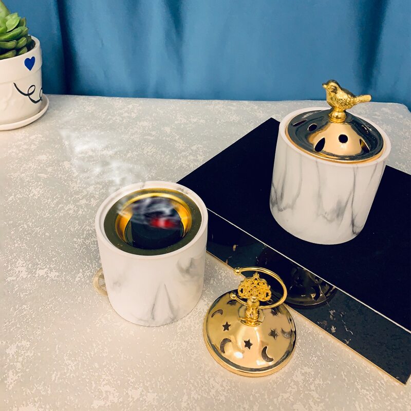 

1pc Marble Pattern Incense Burner, Multicolor