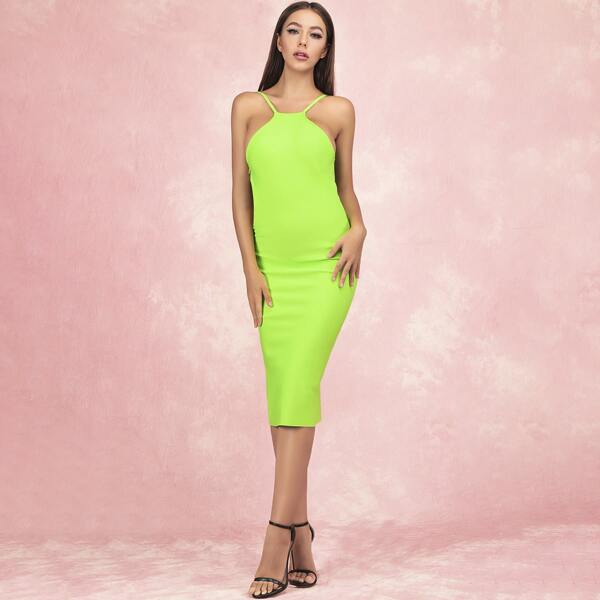 

Lucra Neon Green Bodycon Dress, Green bright