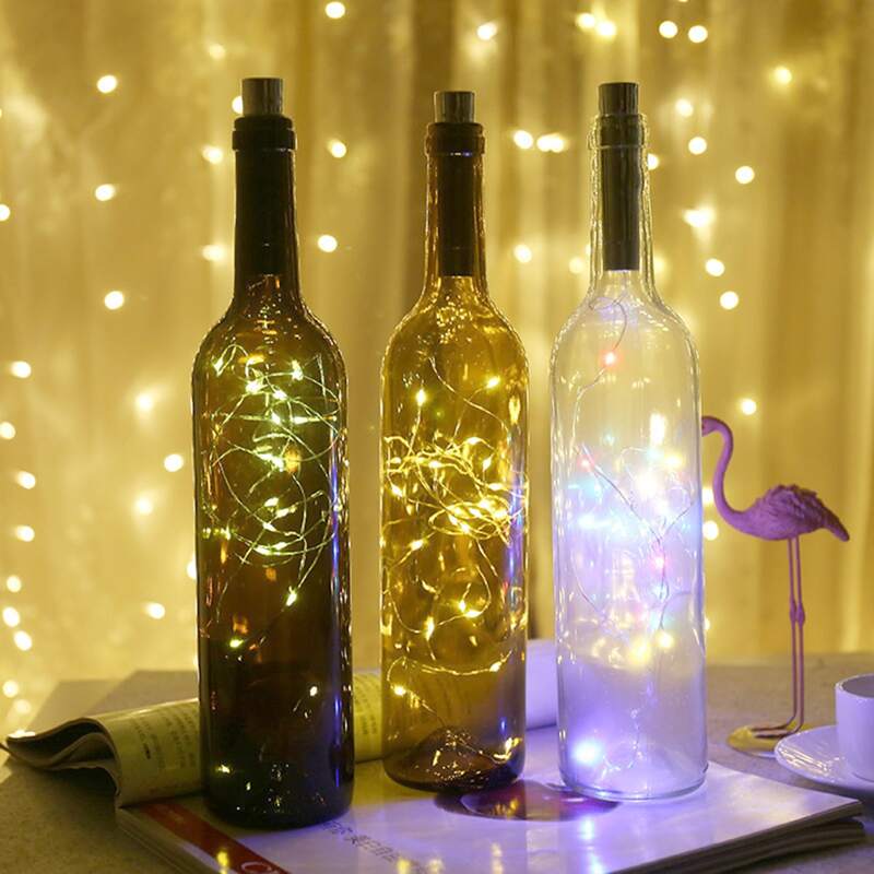 

1pc Bottle Copper String Light, Yellow