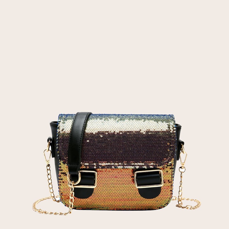 

Sequins Decor Flap Crossbody Bag, Multicolor