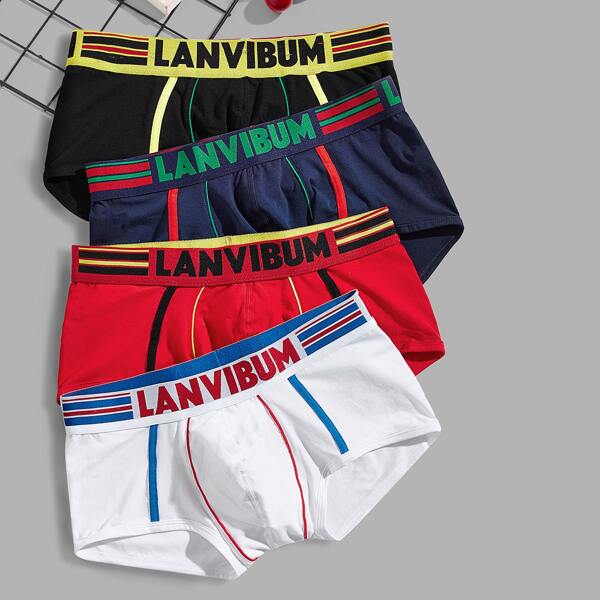 

Мужские трусы с текстовым принтом 4шт, Многоцветный