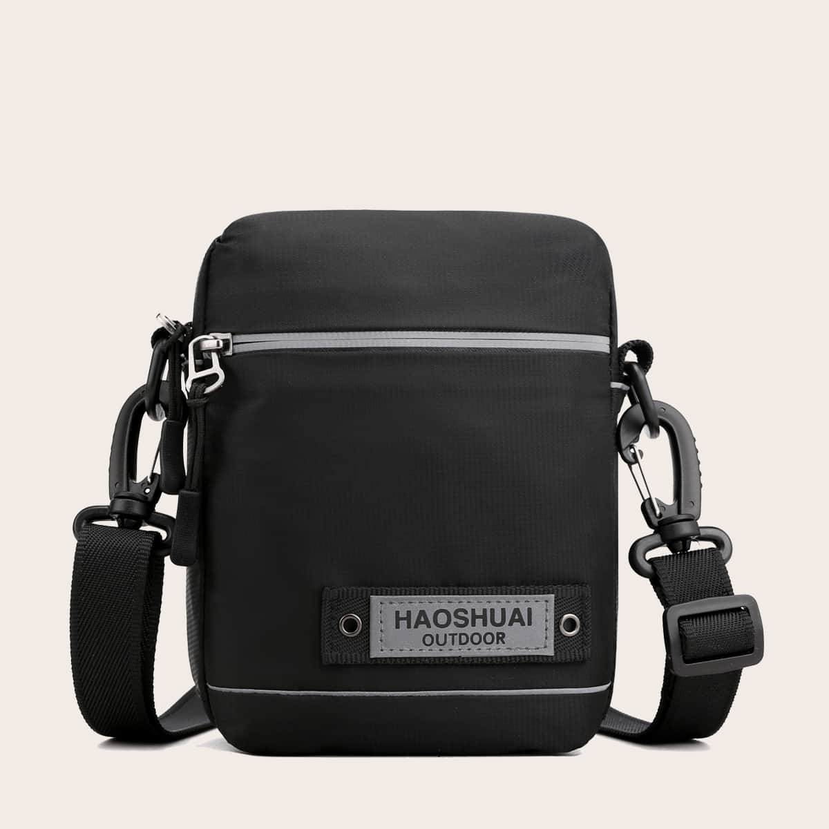 

Guys Letter Patch Crossbody Bag, Black