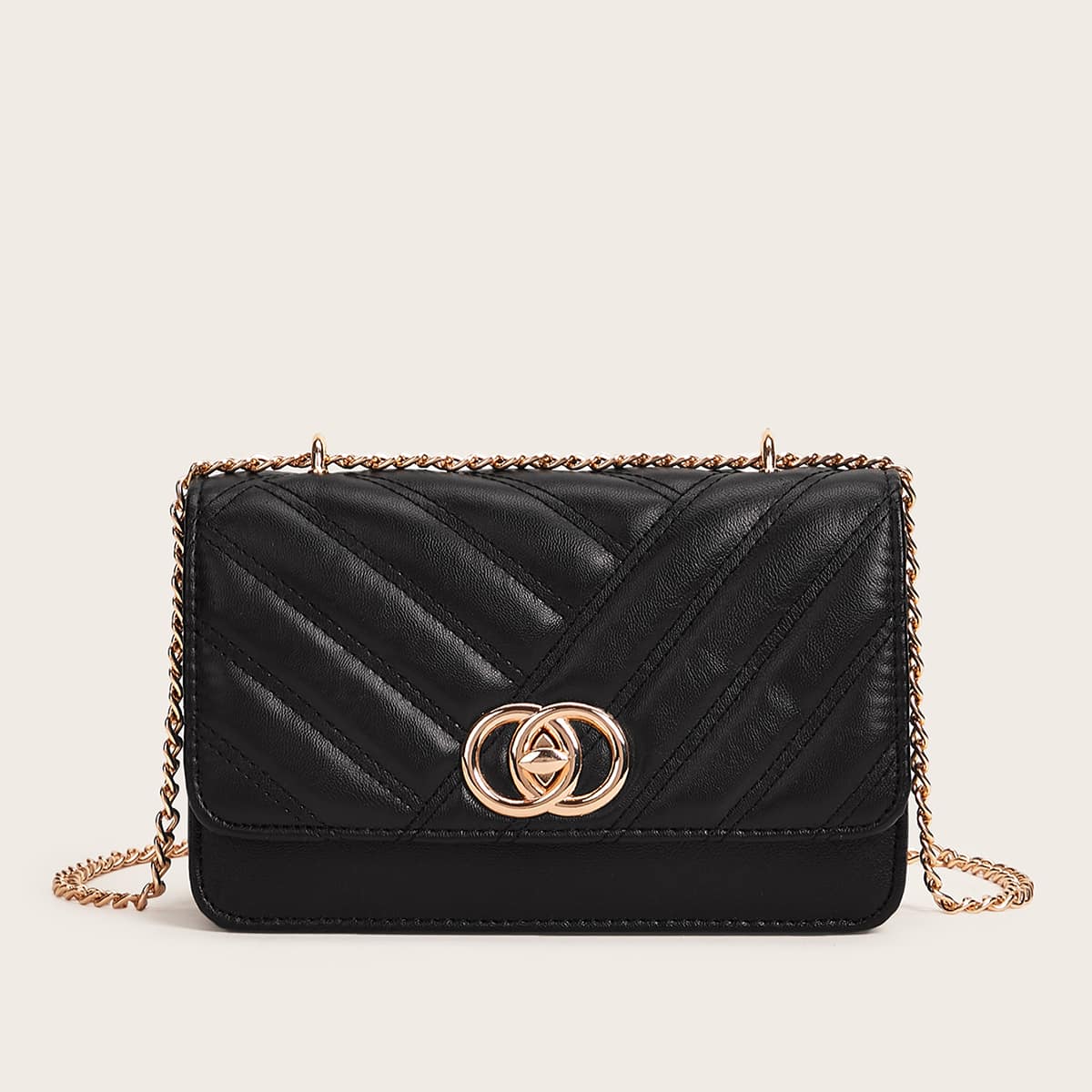 

Flap Chain Crossbody Bag, Black