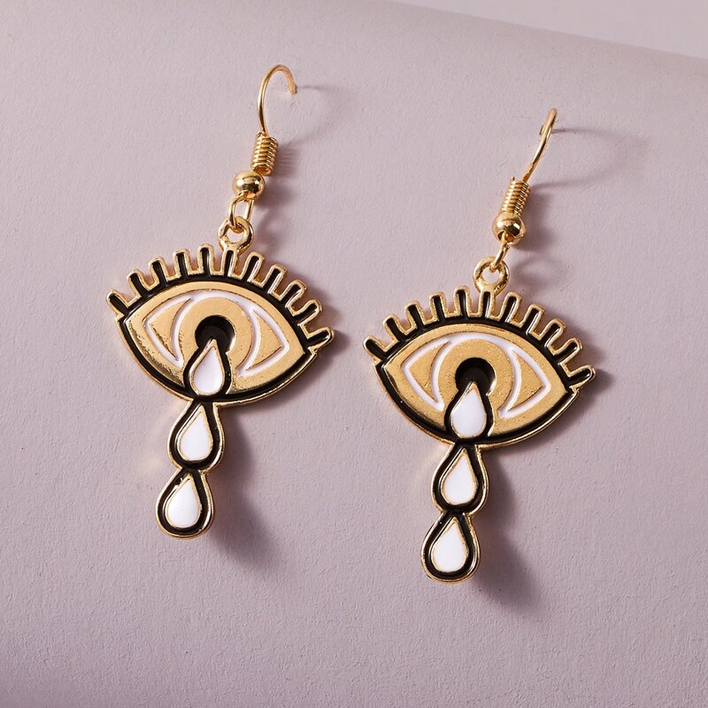 

Eye Design Drop Earrings, Gold