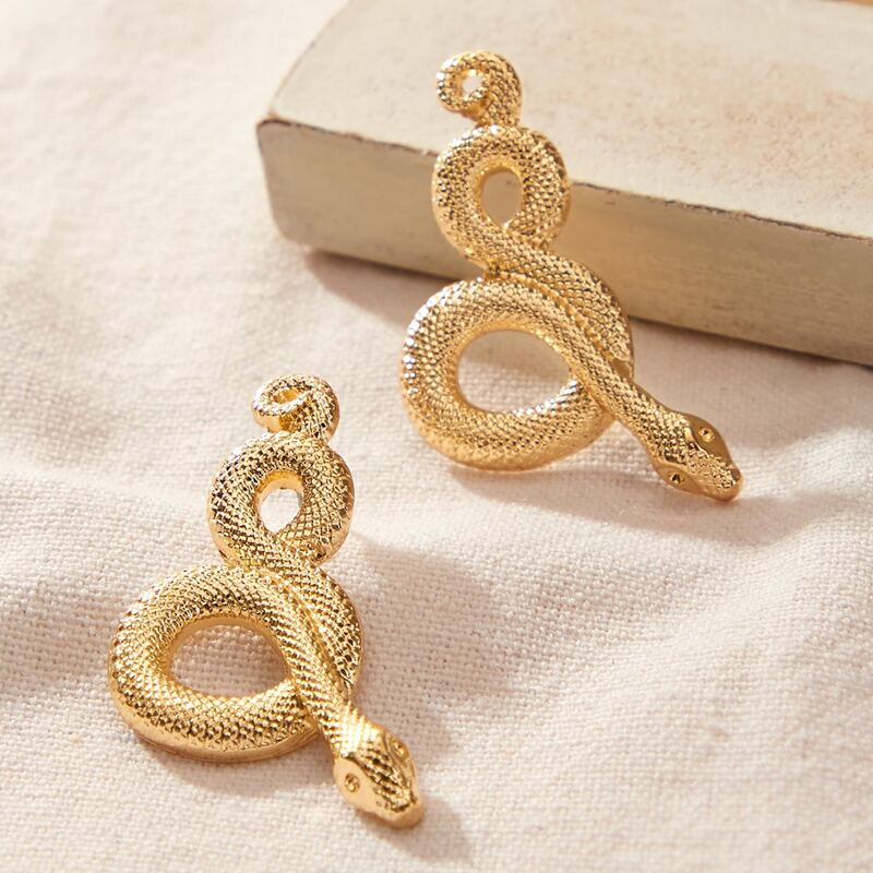 

Serpentine Shaped Stud Earrings, Gold