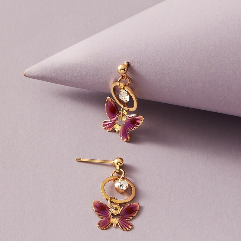 

Butterfly Charm Drop Earrings, Multicolor