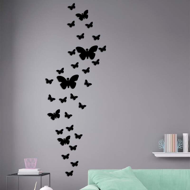 

1set Butterfly Mirror Surface Wall Sticker, Multicolor