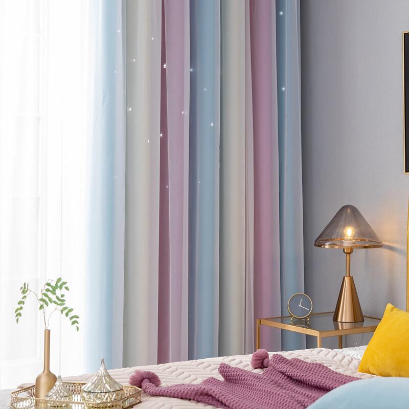 

1pc Double-layer Blackout Curtain, Multicolor