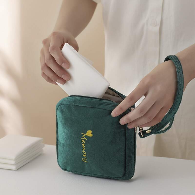 

1pc Embroidery Detail Square Storage Bag, Multicolor