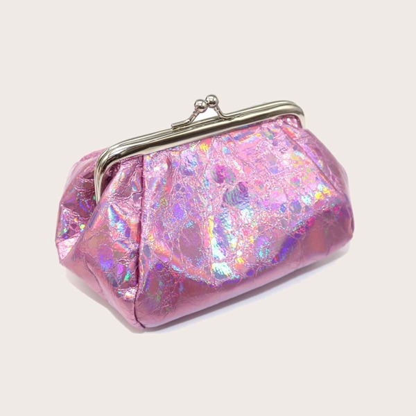 

Holographic Kiss Lock Purse, Pink