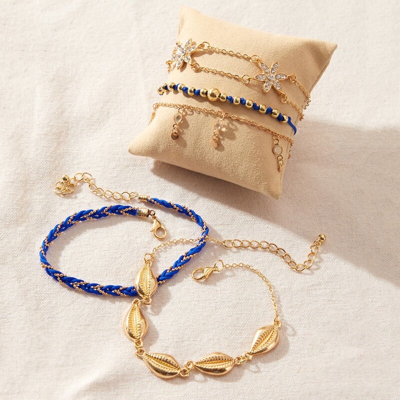 

Rhinestone Decor Shell Decor Anklet, Multicolor