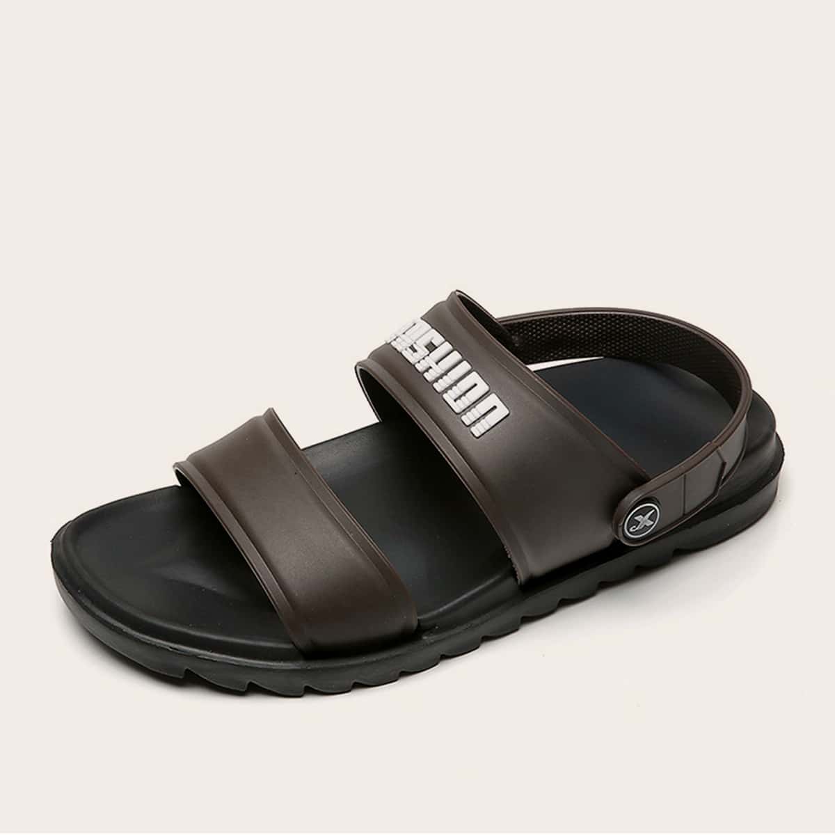 

Guys Letter Graphic Wide Fit Sandals, Brown