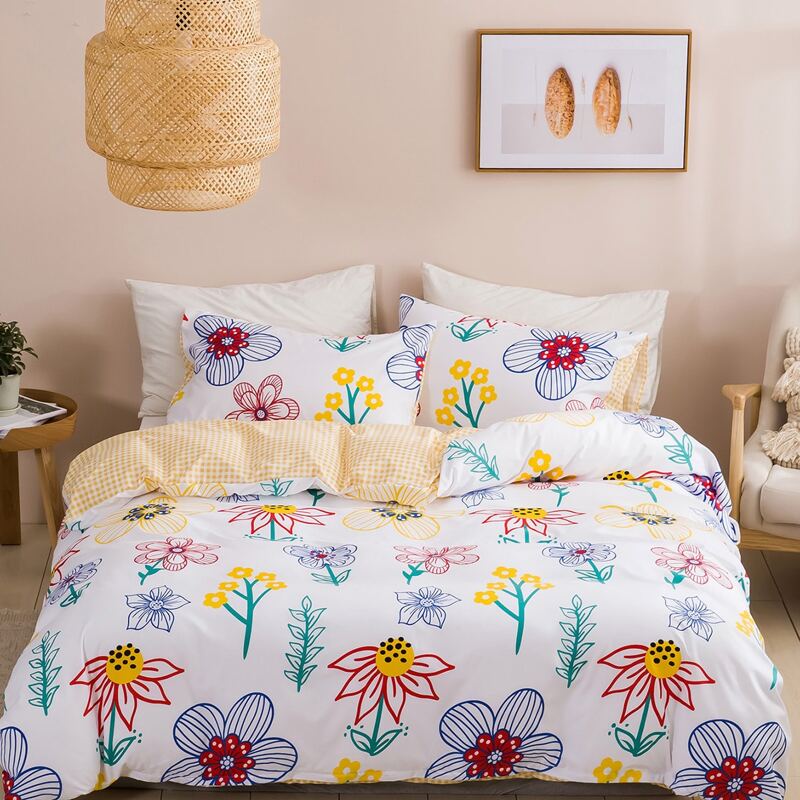 

Flower Print Bedding Set Without Filler, Multicolor